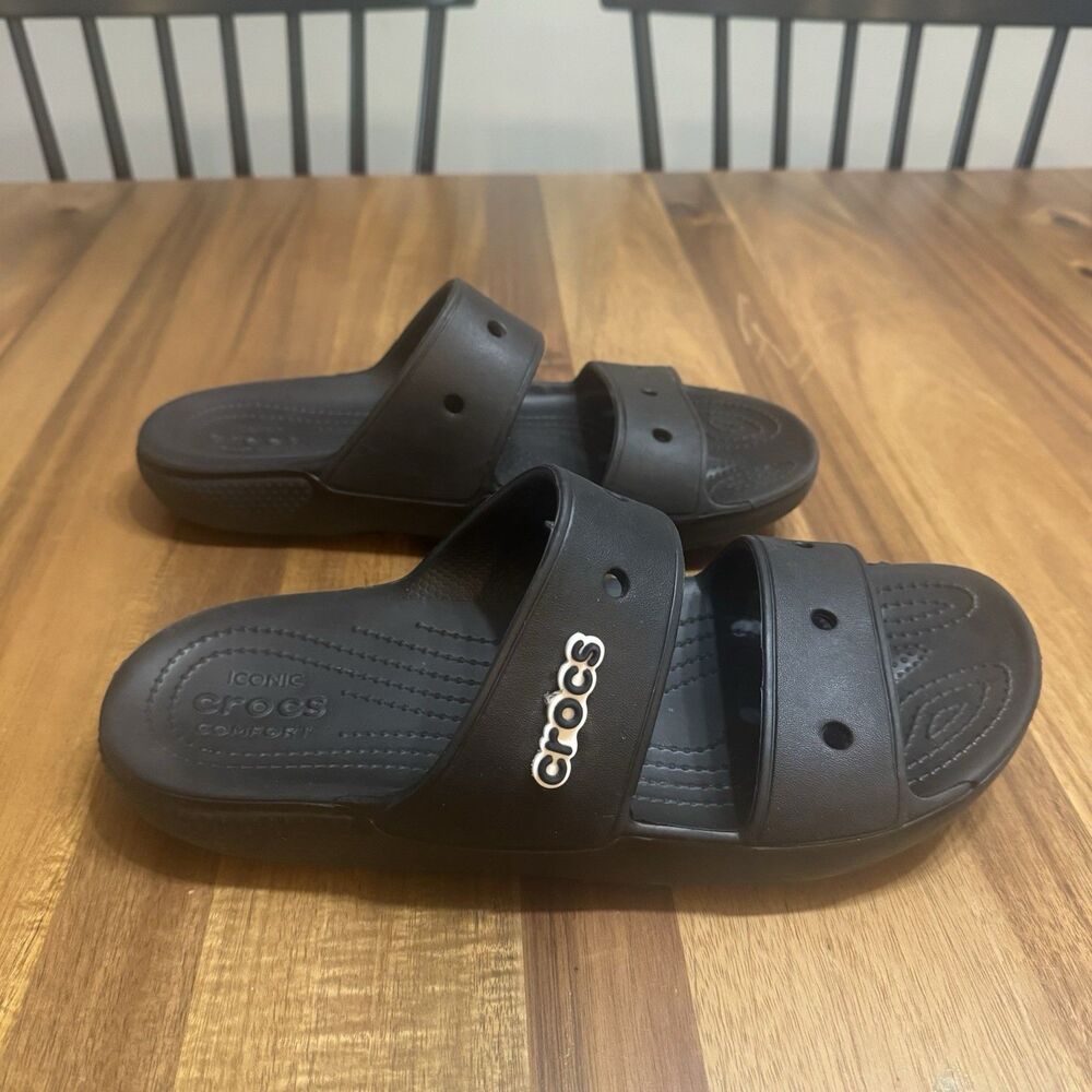 Crocs Adult Unisex Classic Two-Strap Slide Sandals - Black Men’s 10